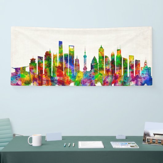 Shanghai China Skyline Spandoek (Beurs)