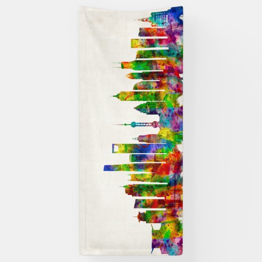 Shanghai China Skyline Spandoek (Verticaal)