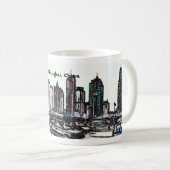 Shanghai China skyscraper panorama mok2 Koffiemok (Voorkant rechts)