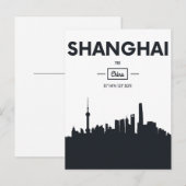 Shanghai, China | Stadscoördinaten Briefkaart (Voorkant / Achterkant)