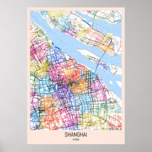 Shanghai China Stadsplattegrond Poster