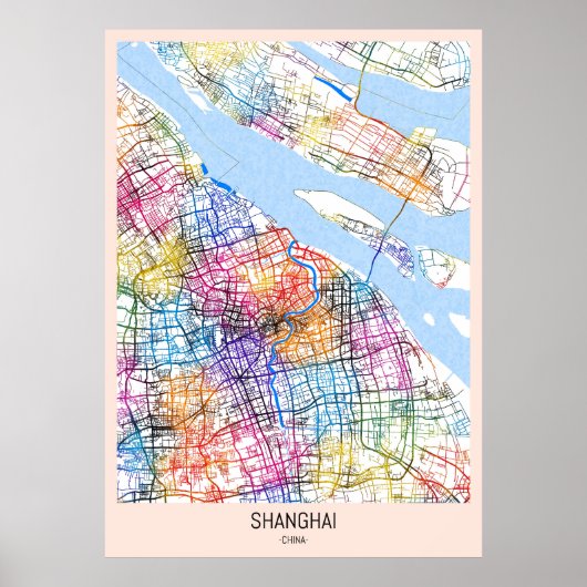 Shanghai China Stadsplattegrond Poster (Voorkant)