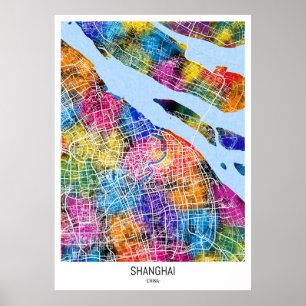 Shanghai China Stadsplattegrond Poster