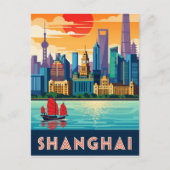 Shanghai China Travel Briefkaart (Voorkant)