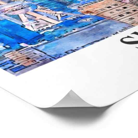 Shanghai China Travel Waterverf Sketch Hand geteke Poster (Hoek)