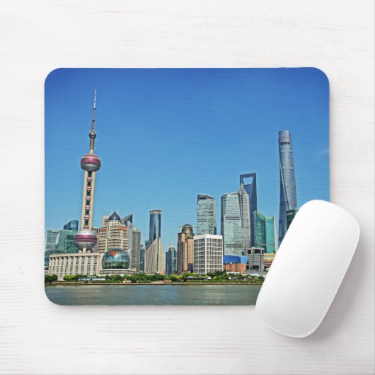 Shanghai, China - Uitzicht uit de Bund - Mousepad Muismat (Met muis)