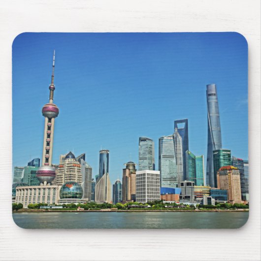 Shanghai, China - Uitzicht uit de Bund - Mousepad Muismat (Voorkant)