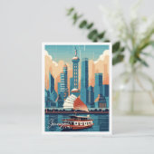 Shanghai China vintage reisillustratie Briefkaart (Staand voorkant)