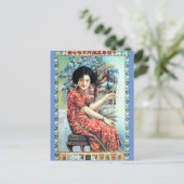  Shanghai China Vrouw met papegaai Briefkaart (Staand voorkant)