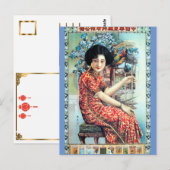  Shanghai China Vrouw met papegaai Briefkaart (Voorkant / Achterkant)