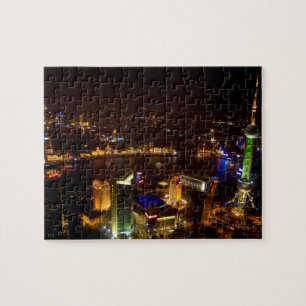 Shanghai China wonderbaarlijke skyline met moderne Legpuzzel