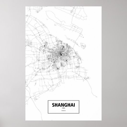 Shanghai, China (zwart op wit) Poster (Voorkant)