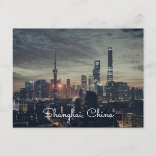 Shanghai Cities Night Skylines Briefkaarten