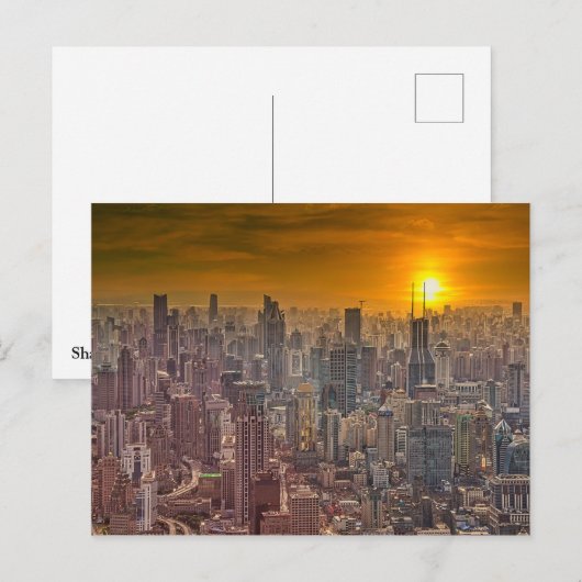 Shanghai City Skyline Briefkaart (Voorkant / Achterkant)