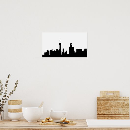 shanghai city skyline silhouette china poster (Keuken)