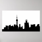 shanghai city skyline silhouette china poster (Voorkant)