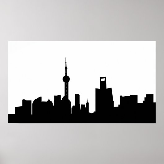 shanghai city skyline silhouette china poster (Voorkant)