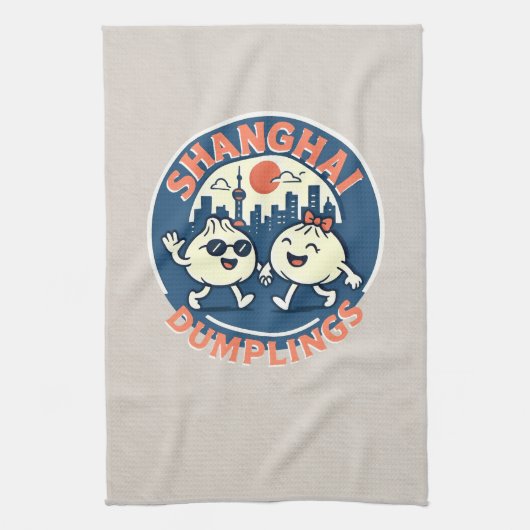 Shanghai Dumplings Schattige leuk ontwerp Theedoek (Verticaal)