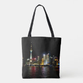 Shanghai in de Canvas tas van Night (Achterkant)