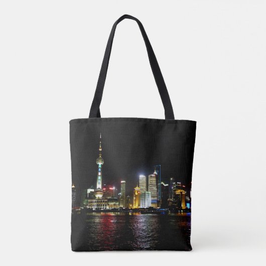 Shanghai in de Canvas tas van Night (Achterkant)