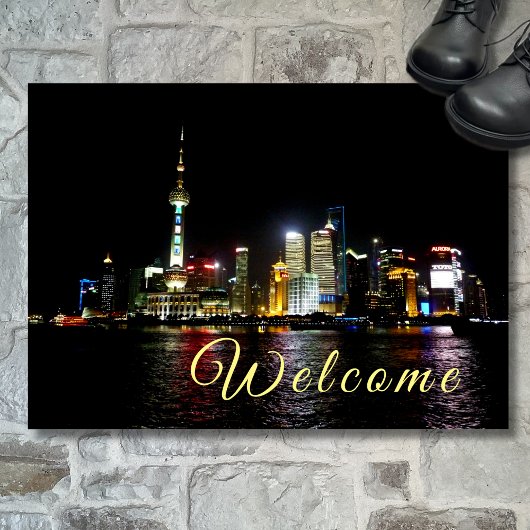 Shanghai in Night Doormat Deurmat