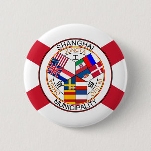 Shanghai International Settlement, China Ronde Button 5,7 Cm