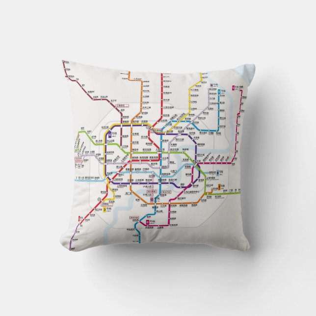 Shanghai Metrokaart Kussen (Voorkant)
