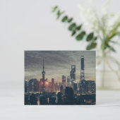 Shanghai Night Skyline Briefkaart (Staand voorkant)
