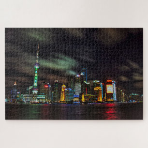 Shanghai Night Skyline Legpuzzel