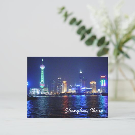 Shanghai Night Time Briefkaart (Staand voorkant)