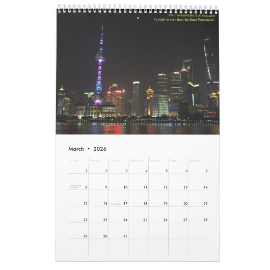 ! Shanghai. Oude wereldklasse City Kalender (Mar 2026)