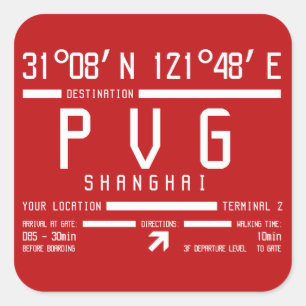 Shanghai Pudong International Airport PVG Vierkante Sticker
