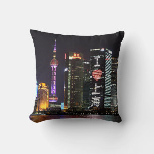 Shanghai 's Nachts, kleurrijke foto, Kussen