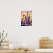 Shanghai Silhouet China Reis Aquarel Poster (Keuken)