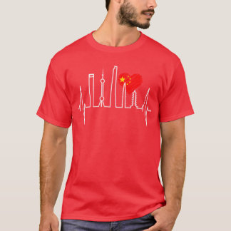 Shanghai Silhouet Hartslag Hart China Ik Hou Van A T-shirt