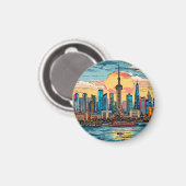 🌆Shanghai Silhouet Stadsgezicht Reis Decor✨ Magneet (Voorkant / Achterkant)