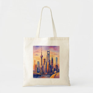 Shanghai Silhouette China Reizen Aquarel Tote Bag