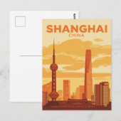 Shanghai Silhouette Reizen Briefkaart (Voorkant / Achterkant)