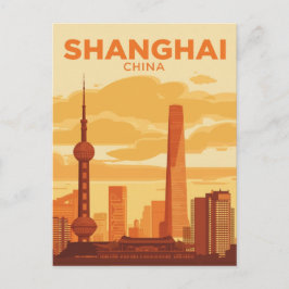 Shanghai Silhouette Reizen Briefkaart