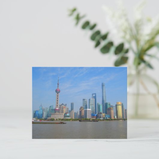 Shanghai Skyline Briefkaart (Staand voorkant)