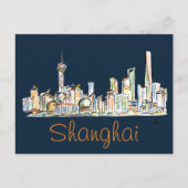 Shanghai Skyline Drawing Briefkaart (Voorkant)