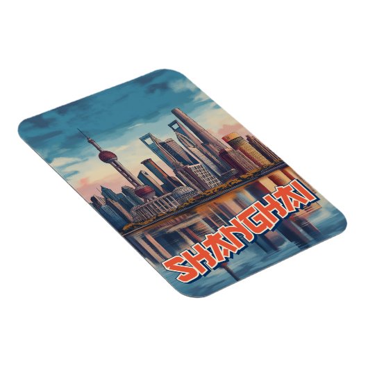 Shanghai Skyline Poster: levendig stadsbeeld Magneet (Rechterzijde)