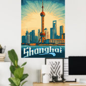 Shanghai Skyline - Prachtig stadsbeeld Poster (Thuiskantoor)