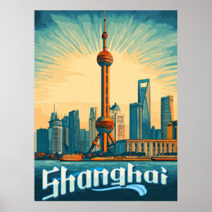 Shanghai Skyline - Prachtig stadsbeeld Poster