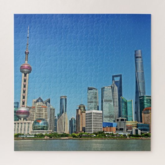 Shanghai Skyline van de Bund - 20x20 - 676 stuks Legpuzzel (Verticaal)