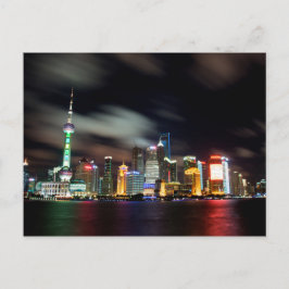 Shanghai Skyline van Night Briefkaart
