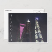 shanghai skyscraper nacht briefkaart (Voorkant / Achterkant)