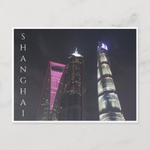 shanghai skyscraper nacht briefkaart