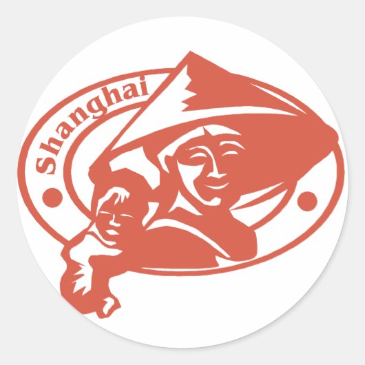 Shanghai Stamp Ronde Sticker (Voorkant)