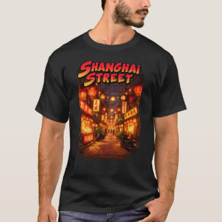 Shanghai Straat Nachtleven Retro Reis T-Shirt
